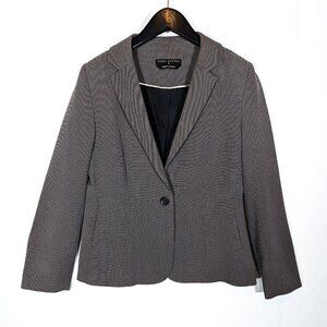 Perri Cutten Birdseye Jacket Blazer Size 8 Black Business Corporate Stretch Dot